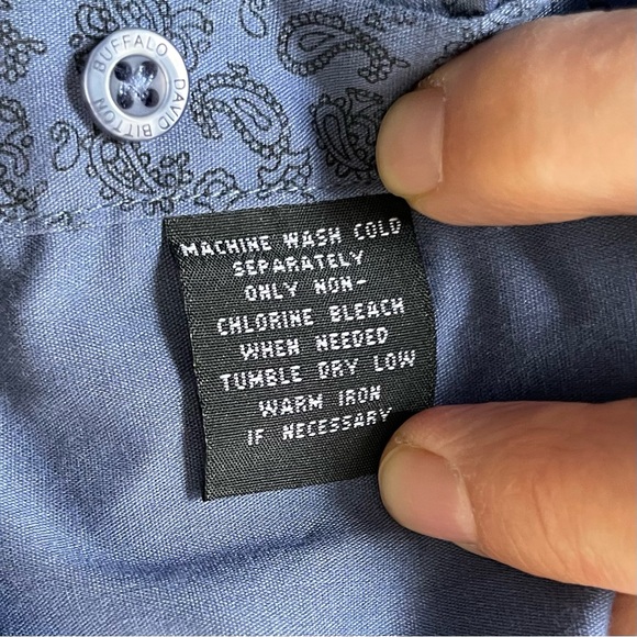 BUFFALO DAVID BITTON Dress Shirt Men’s Size L Slim Stretch Blue Paisley #511 - Picture 9 of 11